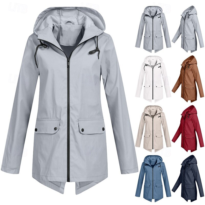 Women's Hiking Jacket Winter Outdoor Waterproof Windproof Multi-Pockets Front Zipper Lightweight Jacket Full Zip Camping / Hiking / Caving White Burgundy Dark Navy Blue Beige