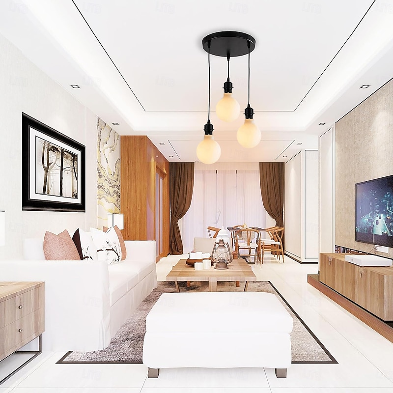 Chandelier Dining Room Chandelier Simple Modern Disc Straight Plate Fashion Glass Lampshade Table Creative Personality Chandelier 85-265V3