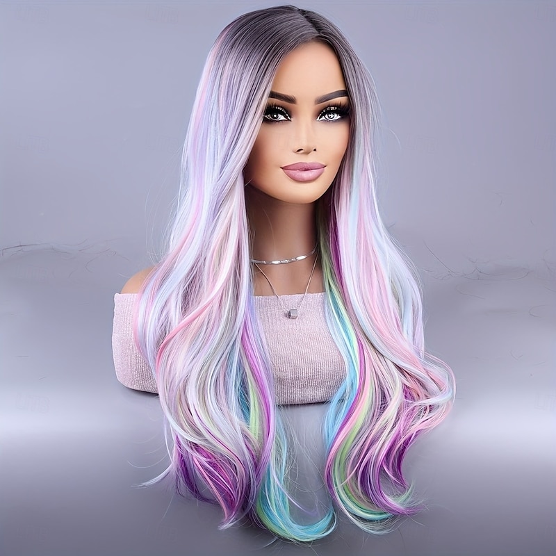 Long Wavy Coily Wig - Heat Resistant Rose Net Cap Natural Synthetic Curly Hair for Everyday Cosplay Sassy Theme Wig2