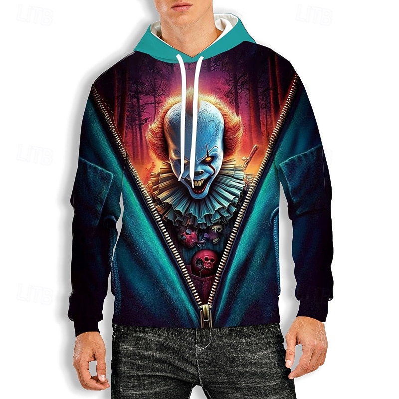 It Clown Killer Clown Hoodie Pullover Halloween 3D Graphic For Couple's Men's Women's Adults' Halloween Carnival Masquerade 3D Print Party Casual Daily2