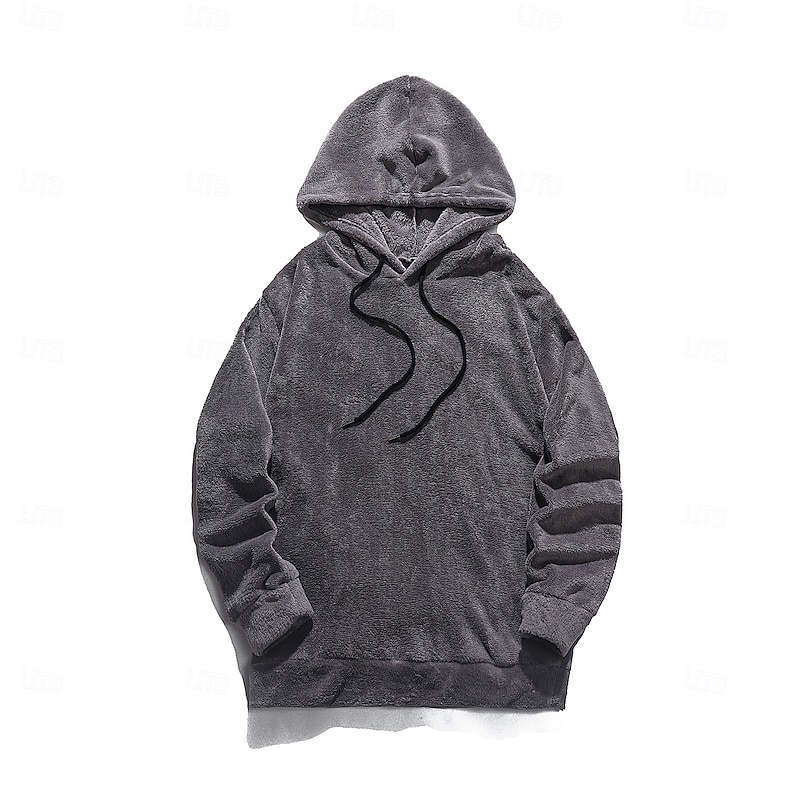 Men's Hoodie Fleece Hoodie Black Brown Gray Hooded Plain Pocket Sports & Outdoor Daily Holiday Streetwear Cool Casual Winter Spring &  Fall Clothing Apparel Hoodies Sweatshirts4
