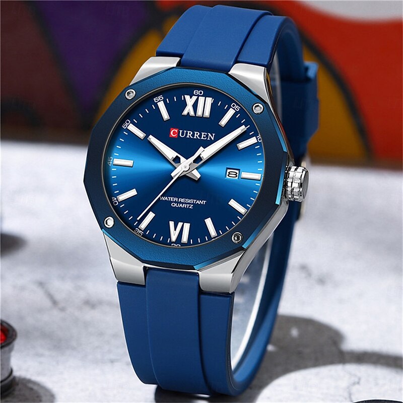 CURREN Men Quartz Watch Sports Fashion Casual Wristwatch Luminous Calendar Waterproof Decoration Silicone Gel Watch2
