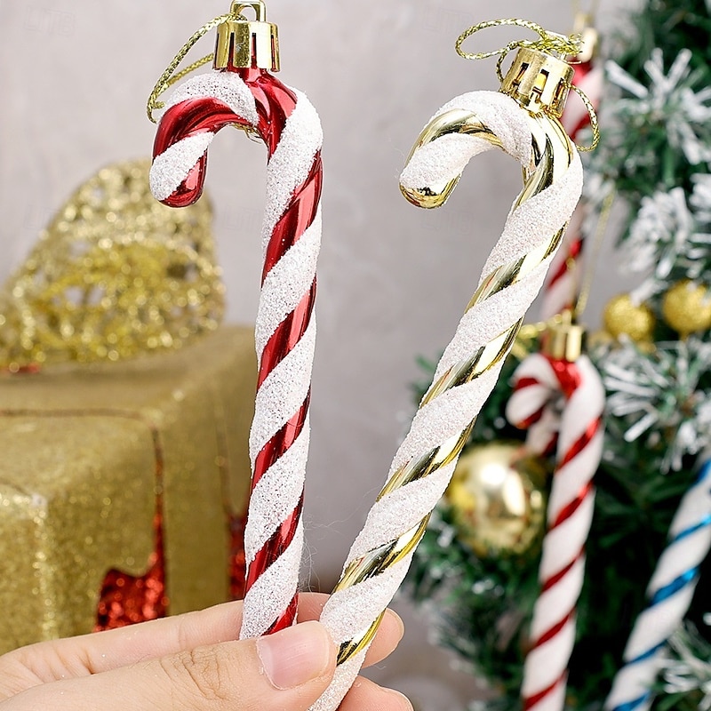 Christmas Peppermint Candy Cane Ornaments, Christmas Decoration Xmas Party Plastic Peppermint Candy Canes, Holiday Gifts and Home Decor3