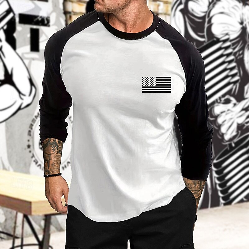 Men's Athletic Shirt Gym Shirt Fitness Shirt Running Shirt Patchwork Long Sleeve Tee Tshirt Casual Athleisure Fall Graphic Quick Dry Soft Breathable Gym Workout Walking Jogging Sportswear Activewear2