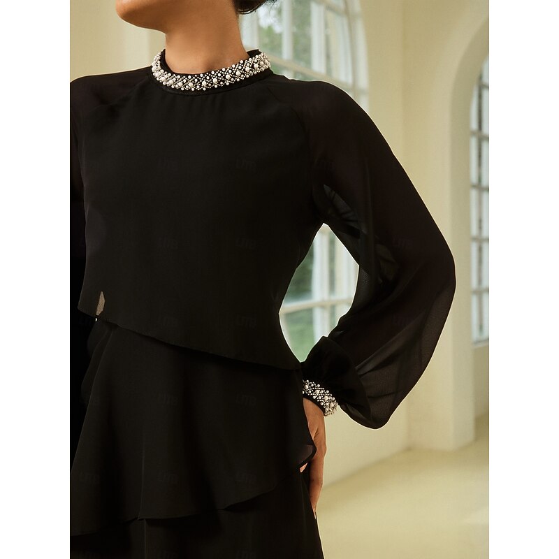 Chiffon Ruffle Beading Asymmetric Mini Dress4