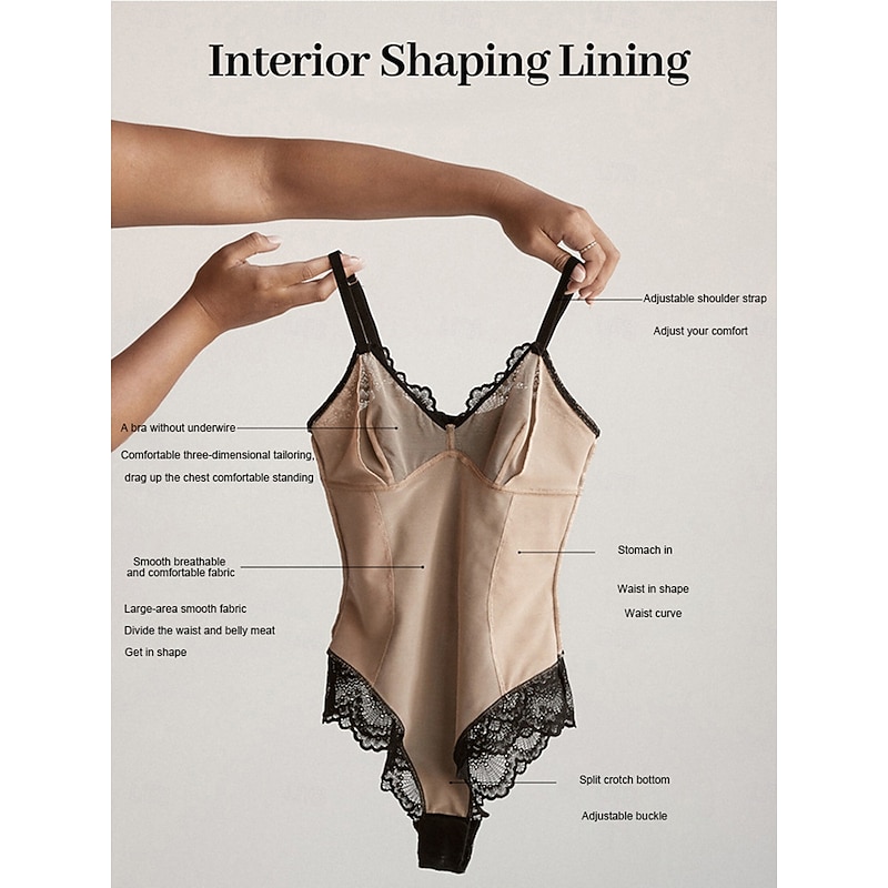 Women's Lace Mesh Shapewear Nightwear - Nylon Spandex Solid Colored Home Outfits4