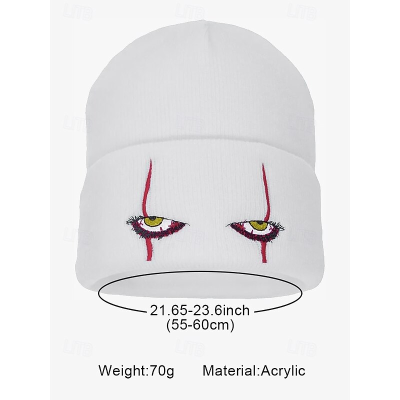 Horror Eye Embroidered Beanie Hat - Scary Halloween Knit Cap for Cosplay and Cold Weather4