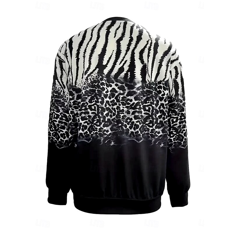 Women's Sweatshirt Leopard Street Dailywear Print Casual Crew Neck Long Sleeve Micro-elastic Fall Winter Comfrt Breathable Soft Fabric3