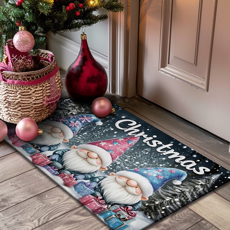 Christmas Decorations Doormat Cute Gnomes Kitchen Mat Floor Mat Non-Slip Area Rug Oil Proof Rug Indoor Outdoor Mat Bedroom Decor Bathroom Mat Entrance Rug3