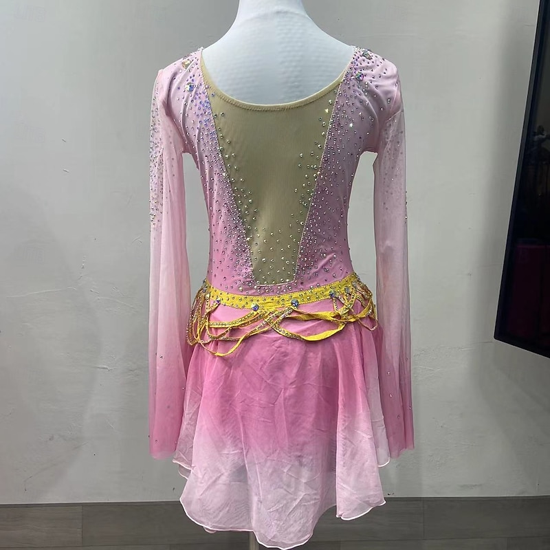 Figure Skating Costumes For Adults And Children Customized With Various Colors Of Spandex Mesh Grading Performance Costumes Competition Training Rhinestone Women's Skirts Performance Costumes2