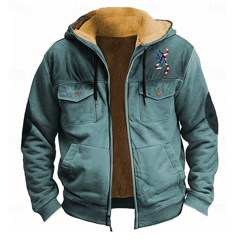 Men's American US Flag Fleece Hoodie Hoodies Fashion Cool Long Sleeve Hooded Holiday Streetwear Black Red Zipper Pocket Fall Winter Designer2