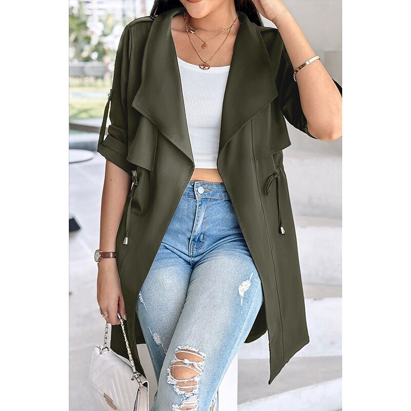 Women's Shrugs Daily Classic Long Sleeve V Neck Long Tops Work Daily Black Army Green Khaki Spring Fall Winter3
