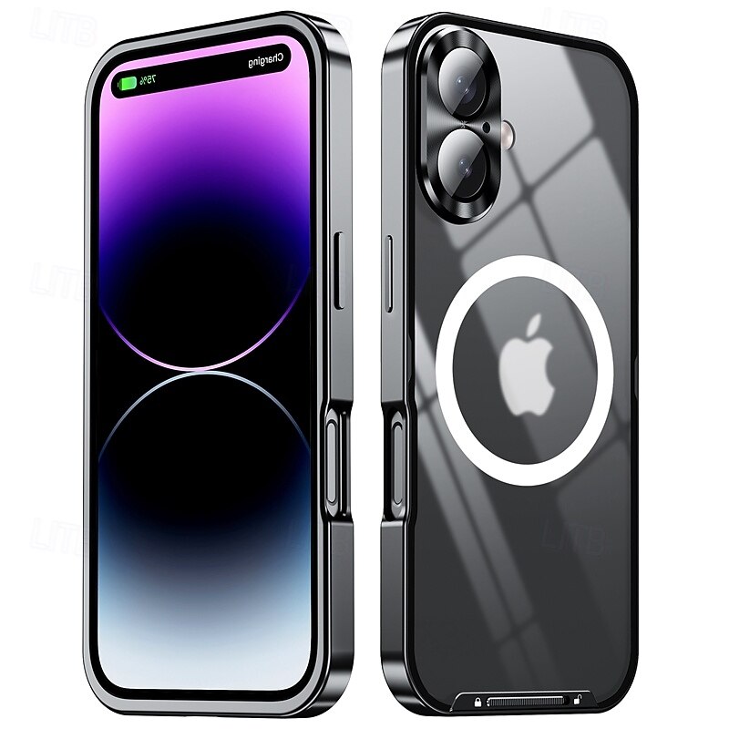 Phone Case For iPhone 16 15 14 Pro Max 13 Pro Max Magnetic Adsorption With Magsafe Camera Lens Protector Support Wireless Charging Shockproof Acrylic Aluminum Alloy2