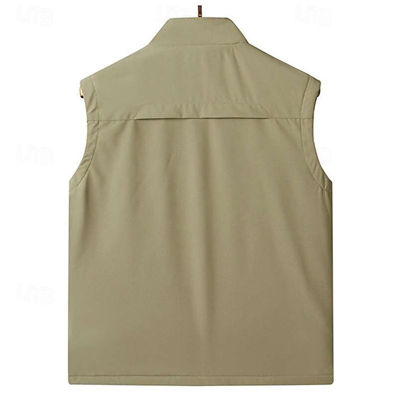 Men's Hiking Vest Hiking Fleece Vest Sleeveless Vest Outdoor Thermal Warm Fleece Lining Comfortable Winter Pocket Double-sided Wear Polyester Black Army Green Navy Blue Hunting Fishing Climbing2