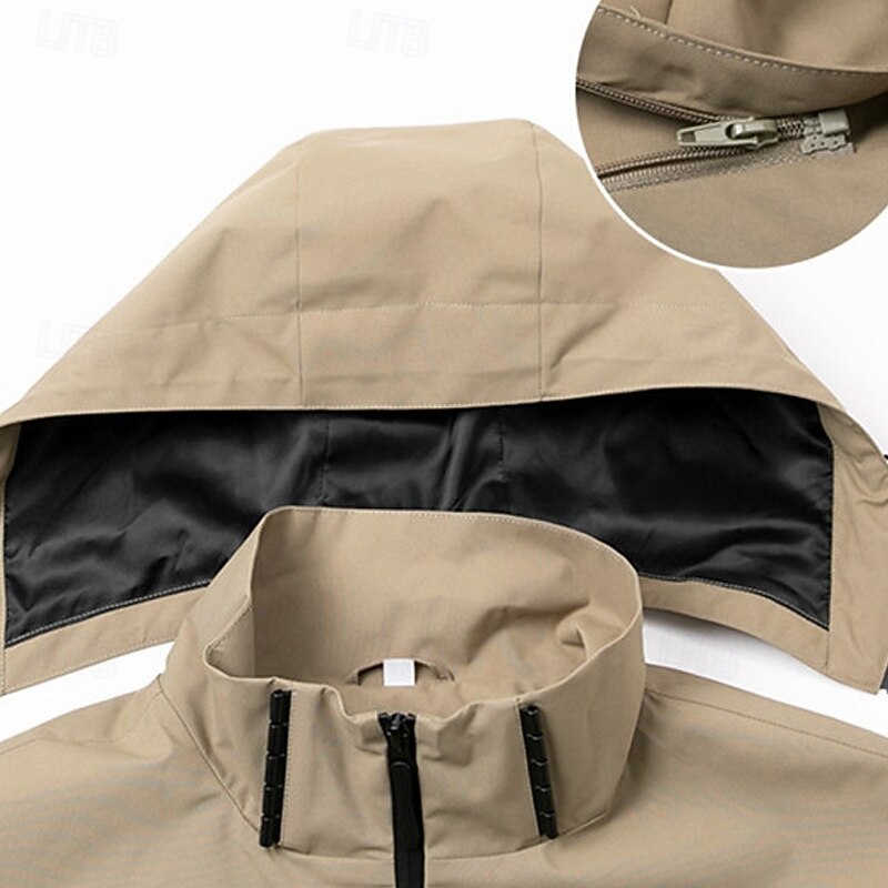 Men's Hiking Jacket Winter Outdoor Waterproof Windproof Front Zipper Lightweight Jacket Full Zip Camping / Hiking / Caving Black White Orange Green3