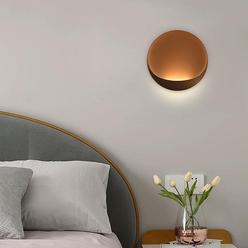 Modern Minimalist Round Aluminum LED Wall Sconce Lamp Indoor Modern Indoor Wall Lights Bedroom Metal Wall Light 110-240V 10W4