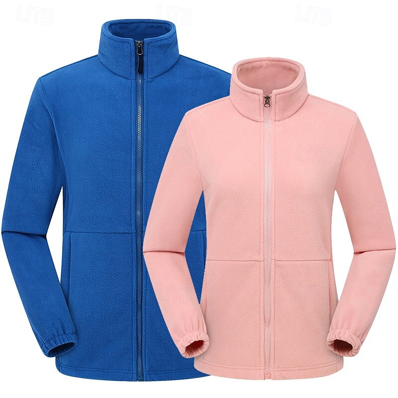 Women's Hiking Fleece Jacket Winter Outdoor Thermal Warm Fleece Lining Fleece Jackets Full Zip Climbing Camping / Hiking / Caving Traveling Black Yellow Pink Red Royal Blue