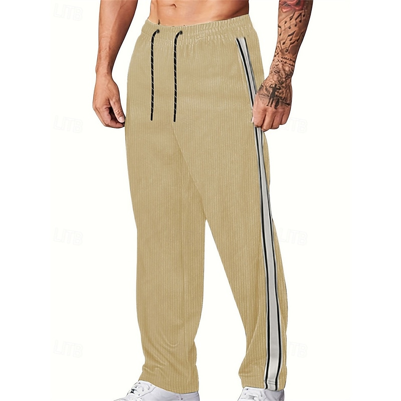 Men's Sweatpants Corduroy Pants Trousers Straight Leg Sweatpants Pocket Drawstring Elastic Waist Color Block Comfort Sports Outdoor Daily Fashion Casual ArmyGreen Black Micro-elastic
