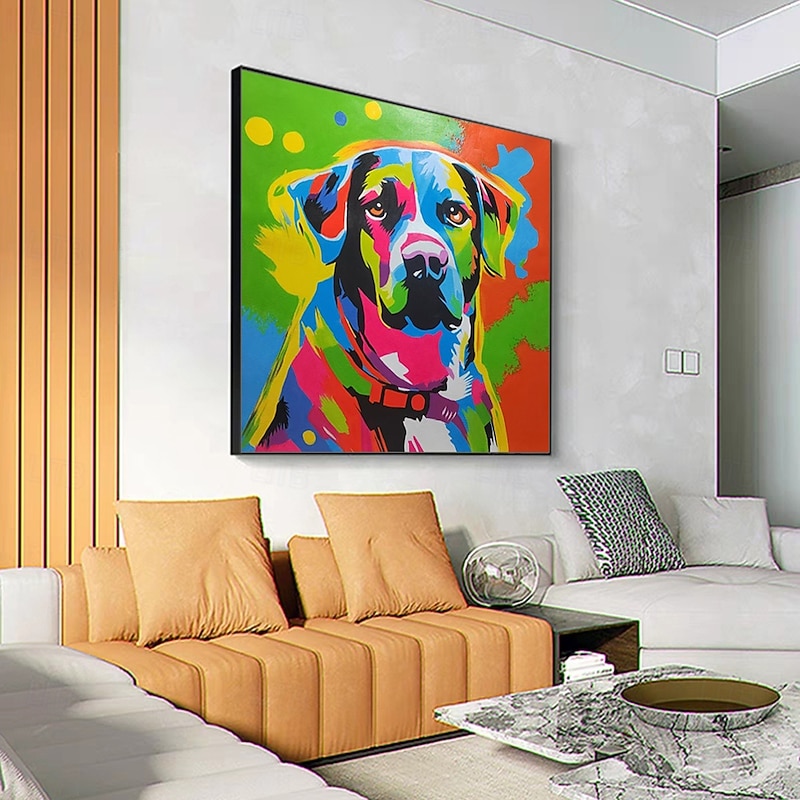 Mintura Handmade Colorful Dog Animals Oil Paintings On Canvas Wall Art Decoration Modern Abstract Cartoon Pictures For Home Decor Rolled Frameless Unstretched Painting3