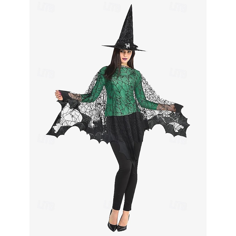 Women's Spider Web Lace Shawl - Gothic Halloween Costume Cape for Parties and Cosplay