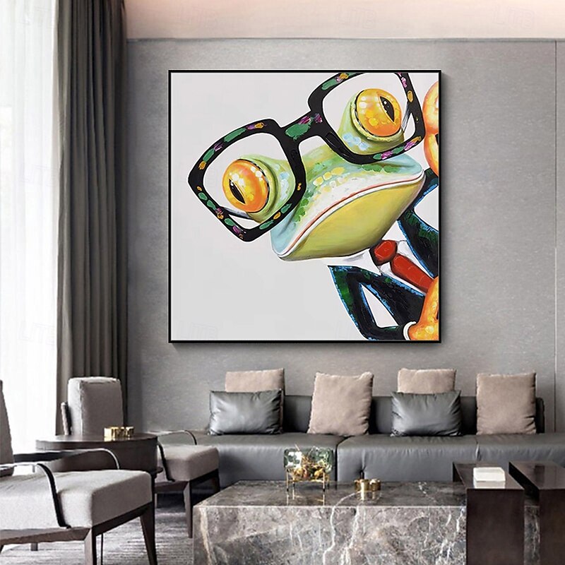Mintura Handmade Cartoon Frog Oil Paintings On Canvas Wall Art Decoration Modern Abstract Animals Pictures For Home Decor Rolled Frameless Unstretched Painting2
