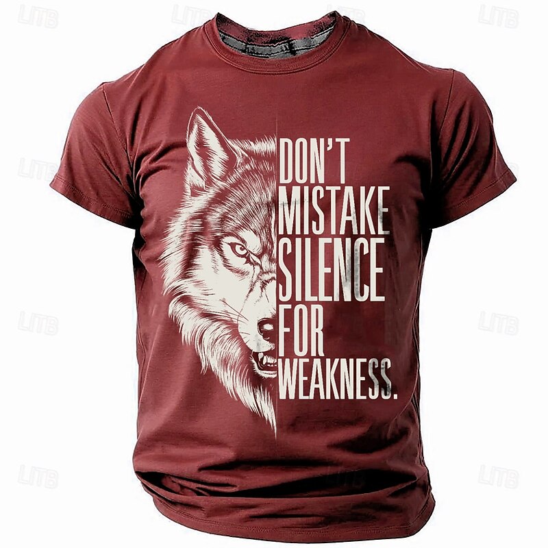 Men's Wolf T Shirt Short Sleeve T shirt 3D Print Crew Neck Shirt Retro Vintage Casual Street Style Sports Outdoor Holiday Going out Black Red Blue Spring & Summer Clothing Apparel S M L XL XXL XXXL3