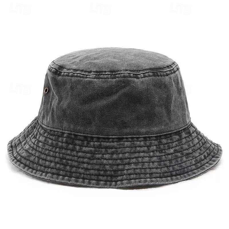 Men's Bucket Hat Sun Hat Black Navy Blue 100% Cotton Fashion Casual Street Daily Date Plain Sunscreen Breathable