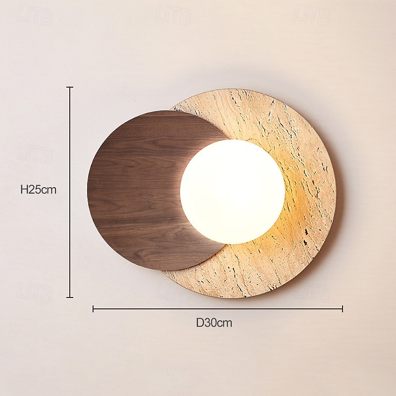 LED Indoor Wall Light 30cm 1-Light Wood Glass Ball Shade Wall Light Modern Bedroom Bedside Wall Sconce Simple Corridor Stairwell G9 Wall Mounted Lamp for Living Room Study Corridor Dining Room Balcony 85-265V3