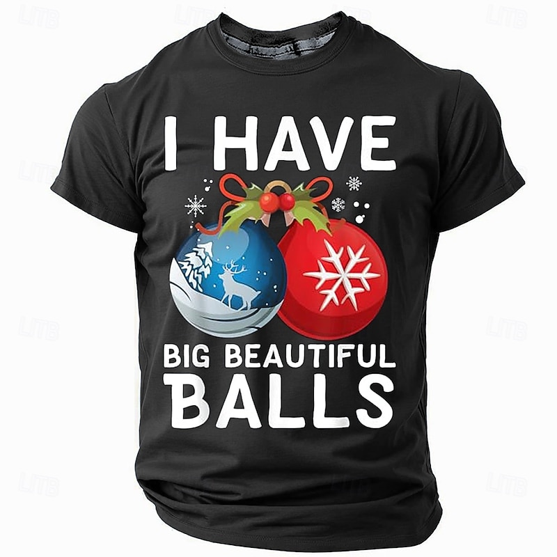 Christmas Men's Funny Christmas 3D T-shirts Bells Casual 3D Print Party Holiday Black Red Crew Neck 3D Print Spring & Summer Designer shirt4