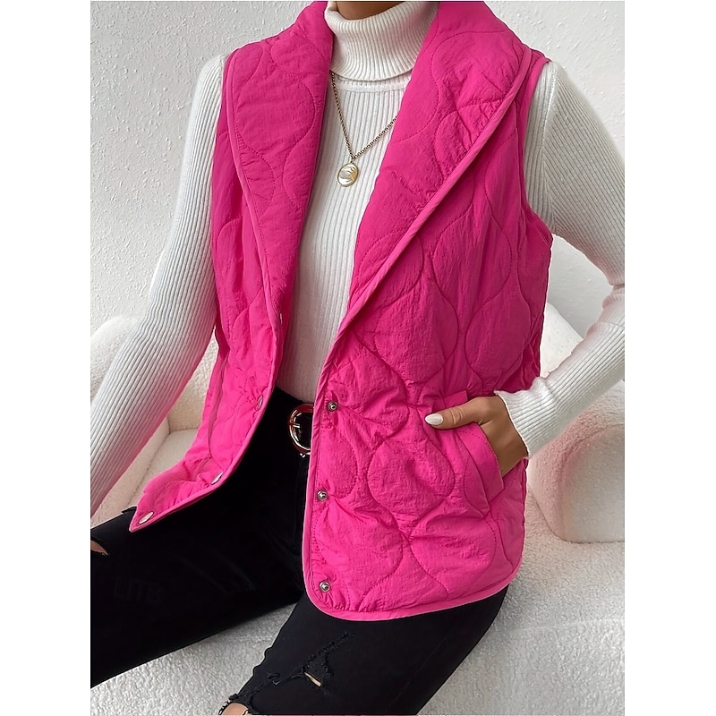 Women's Tunic Elegant Daily Sleeveless Sleeveless V Neck Shirt Collar New Year Rose Pink Spring Fall Winter