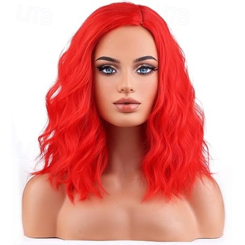 Women Girls Short Curly Bob Wavy Wig Body Wave Halloween Cosplay Daily Party Wigs3