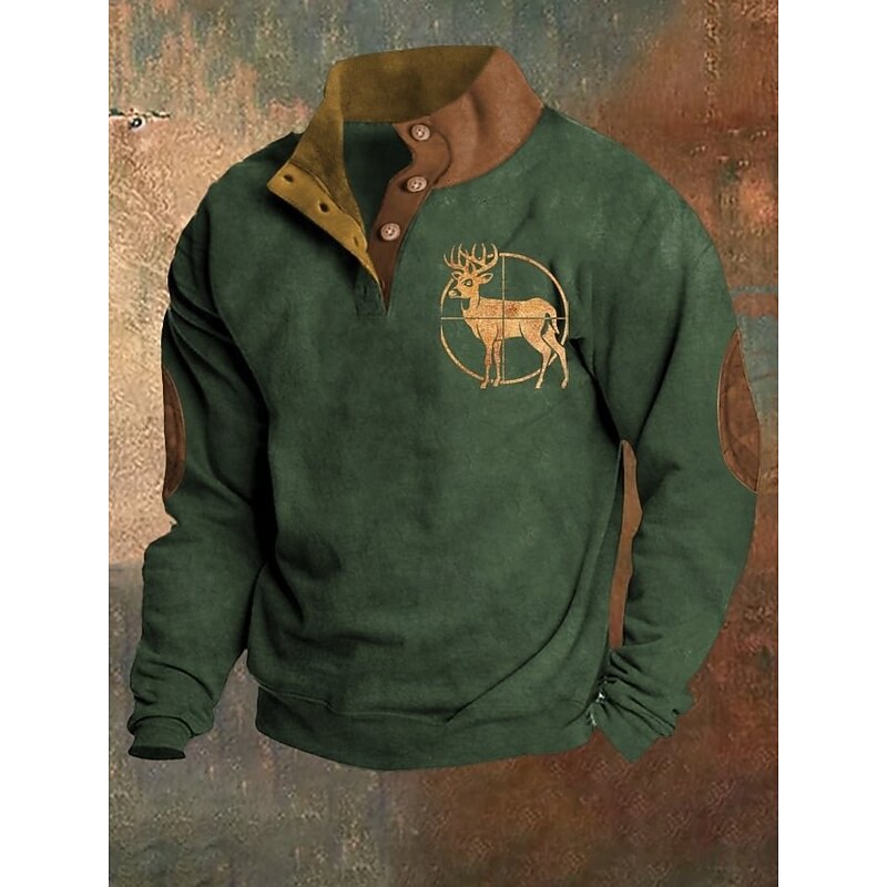 Men's Sweatshirt Black Navy Blue Green Standing Collar Graphic Print Patchwork Daily Holiday Going out Polyester Streetwear Casual Fall Winter Clothing Apparel Hoodies Sweatshirts  Long Sleeve3