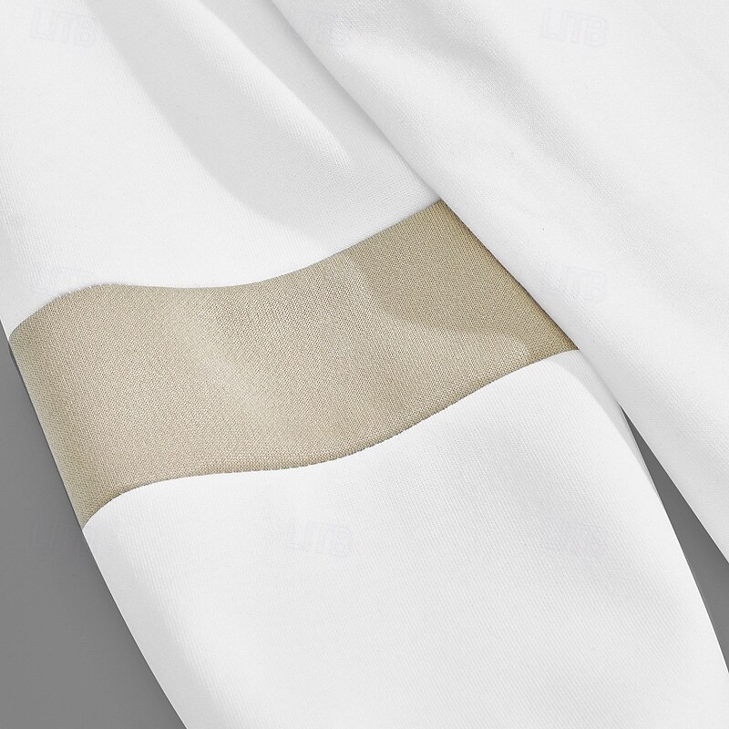 Men's Golf Shirt Golf Polo Work Casual Lapel Long Sleeve Basic Modern Color Block Patchwork Button Spring &  Fall Regular Fit Black White Army Green Khaki Gray Golf Shirt2