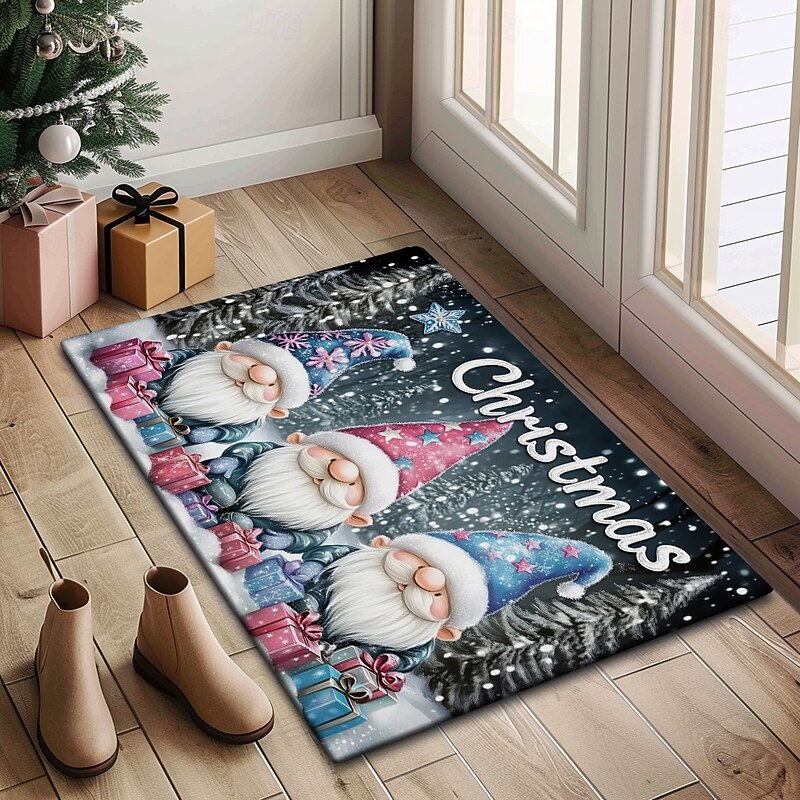 Christmas Decorations Doormat Cute Gnomes Kitchen Mat Floor Mat Non-Slip Area Rug Oil Proof Rug Indoor Outdoor Mat Bedroom Decor Bathroom Mat Entrance Rug4