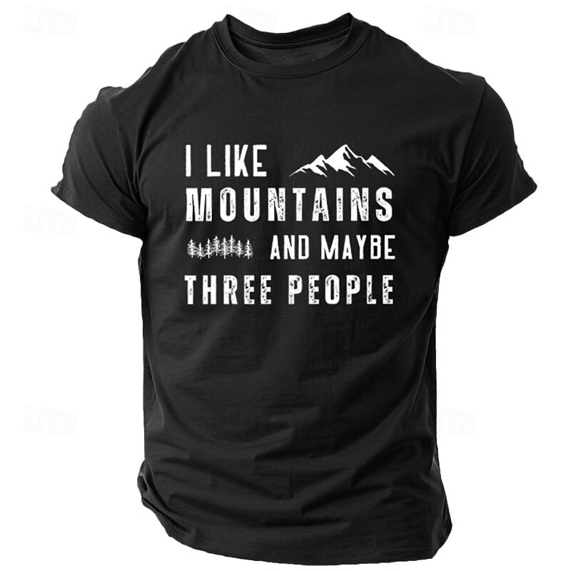 Men's Funny Mountain Letter Print T Shirt Tee Top 100% Cotton Short Sleeve Graphic Shirt Black Dark Grey Dark Blue Comfortable Tee Street Sports Outdoor Fashion Designer Clothing3