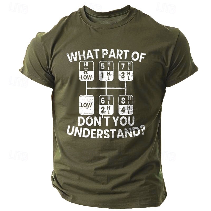 Men's Funny Truck Driver Gear Shift Graphic T-Shirt - What Part Don't You Understand Work Humor Short Sleeve3