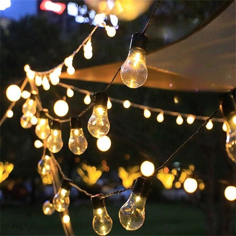 Solar LED Bulb String Lights 5M 20LED 8 Modes Christmas Garland Light Outdoor Waterproof New Year Wedding Garden Party Christmas Home Balcony Holiday Camping Decoration3