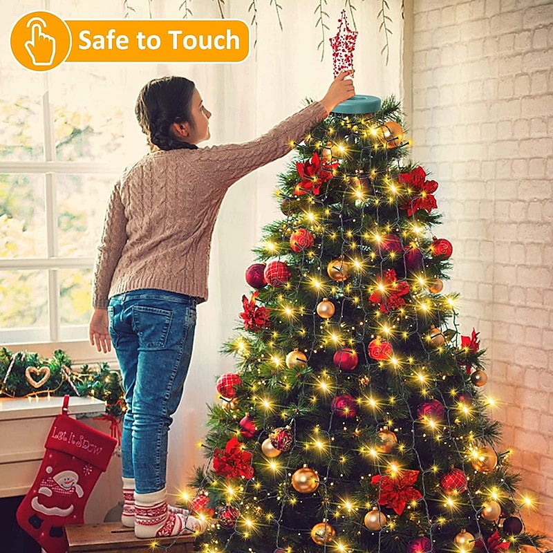 Elegant Wedding Party Reception 2M 280LED Christmas Tree Light String with 8 Modes – Low Voltage Safe for 6-8FT Trees Festival Decoration4