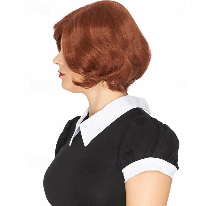 50s Chess Queen Deluxe Auburn Red Wig Halloween Cosplay Party Wigs3