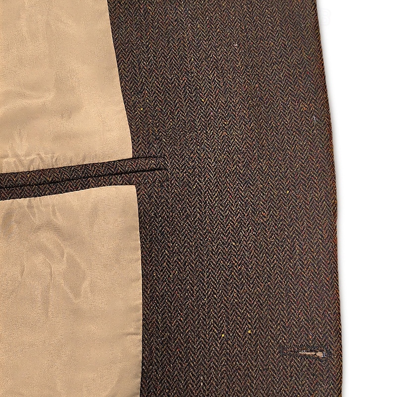 Men's Tweed Blazer Notch Collar Retro Vintage Herringbone Blazer Black Brown Dark Blue Plus Size Single Breasted Two-buttons3