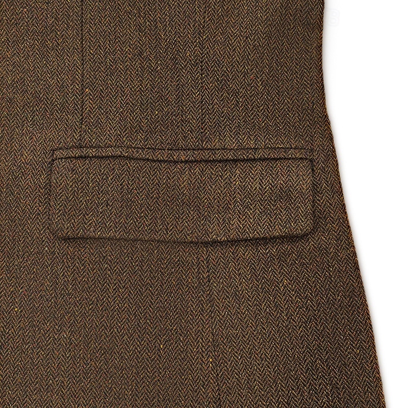 Men's Wedding Party Suits Notch Lapel Brown Daily Business Herringbone Tailored Fit 3 Piece Single Breasted One-button3