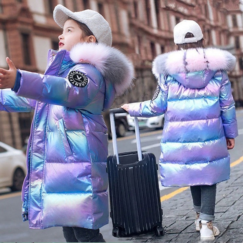 Girls' 3D Kids Puffer Jacket Letter Down Coat Puffer Jacket Long Sleeve Fall Winter Active Adorable Kids 4-13 Years Daily Regular Fit3