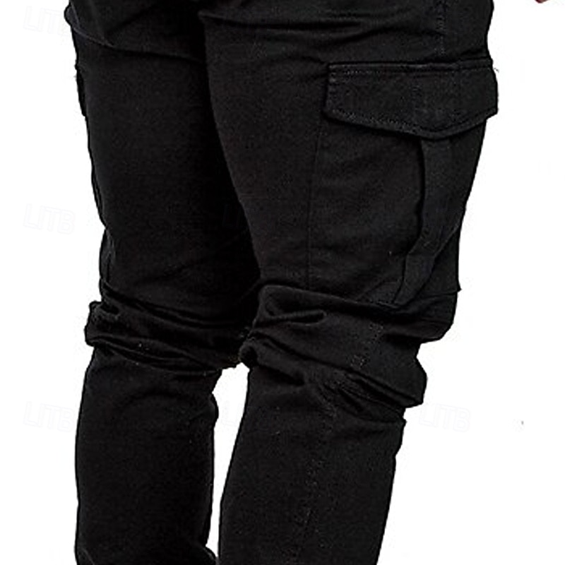 Men's Cargo Pants Trousers Jogger Pants Drawstring Elastic Waist Multi Pocket Plain Comfort Soft Full Length Outdoor Casual Daily Fashion Streetwear Black Army Green Micro-elastic4