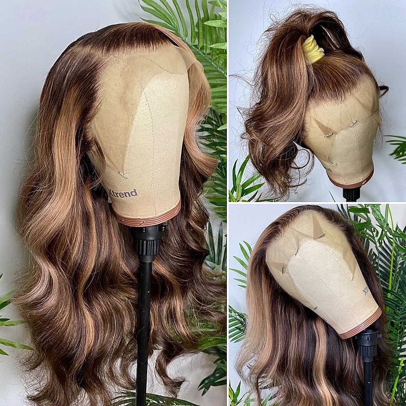 Remy Human Hair 13x4 Lace Front Wig Side Part Middle Part Free Part Brazilian Hair Curly Body Wave Multi-color Wig 130% 150% 180% Density with Baby Hair Highlighted4