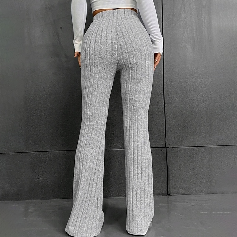 Women's Yoga Pants Yoga Leggings High Waist Pilates Gym Workout Workout Tights Solid Color Gray Spandex Fall Sports Activewear Stretchy Slim