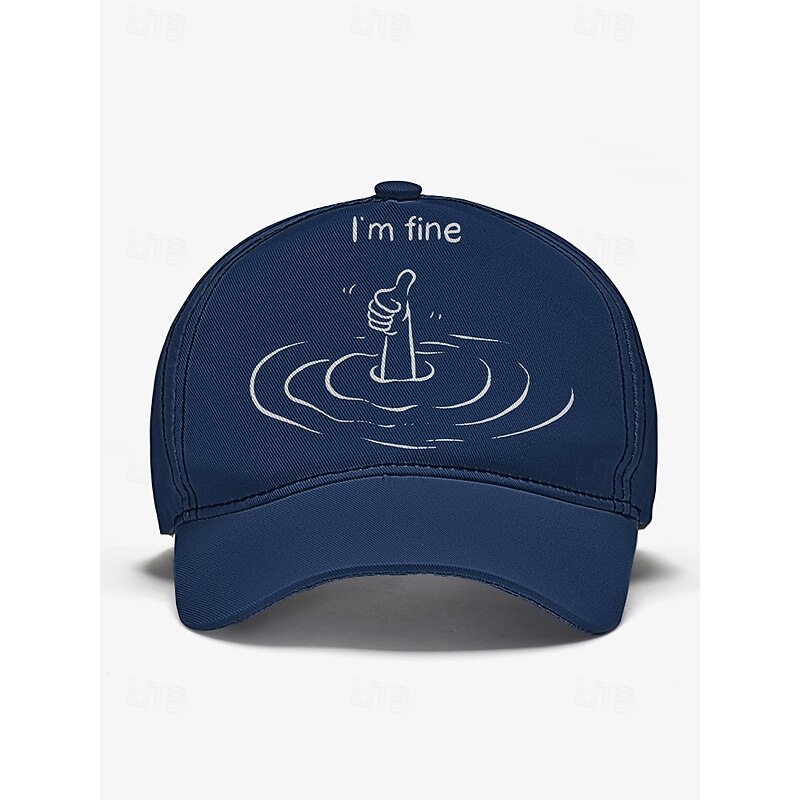 Men's Navy Blue Baseball Cap with 'I'm Fine' Graphic – Funny Embroidered Design, Adjustable Snapback for Casual Wear4