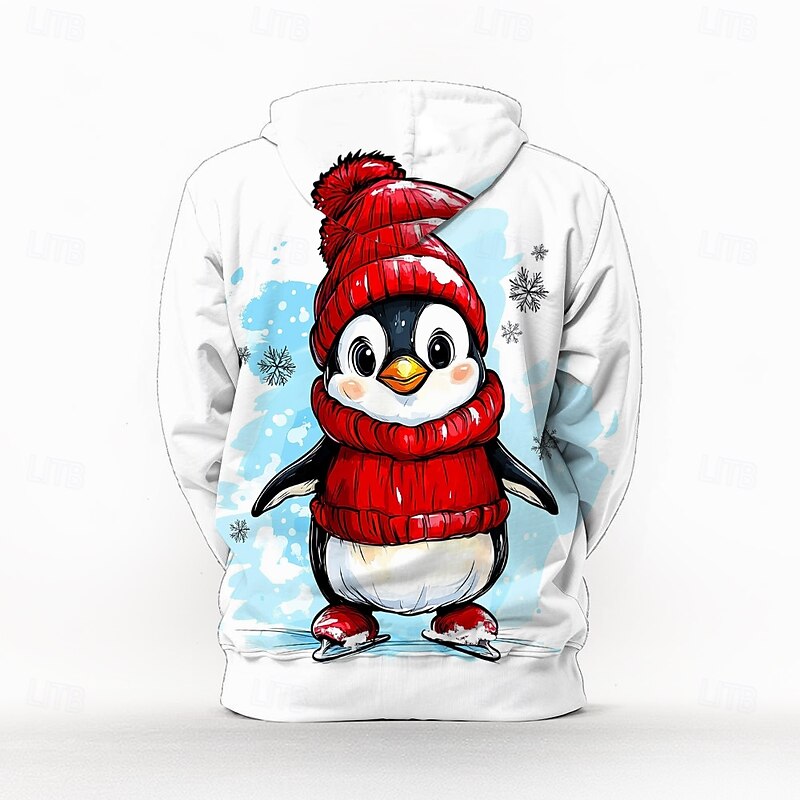 Christmas Animal Penguin Hoodie Funny Christmas Hoodie 3D Christmas Front Pocket Graphic For Couple's Men's Women's Adults' Masquerade 3D Print Party Casual Daily4