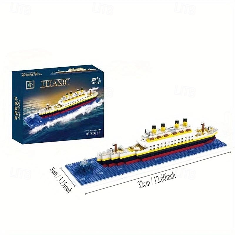 Titanic Mini Building Blocks - DIY Assembled Boat Model with Difficult Building Blocks, Cruise Ornaments, Educational Handmade Model Toy for Easter, Christmas, Halloween Gift4