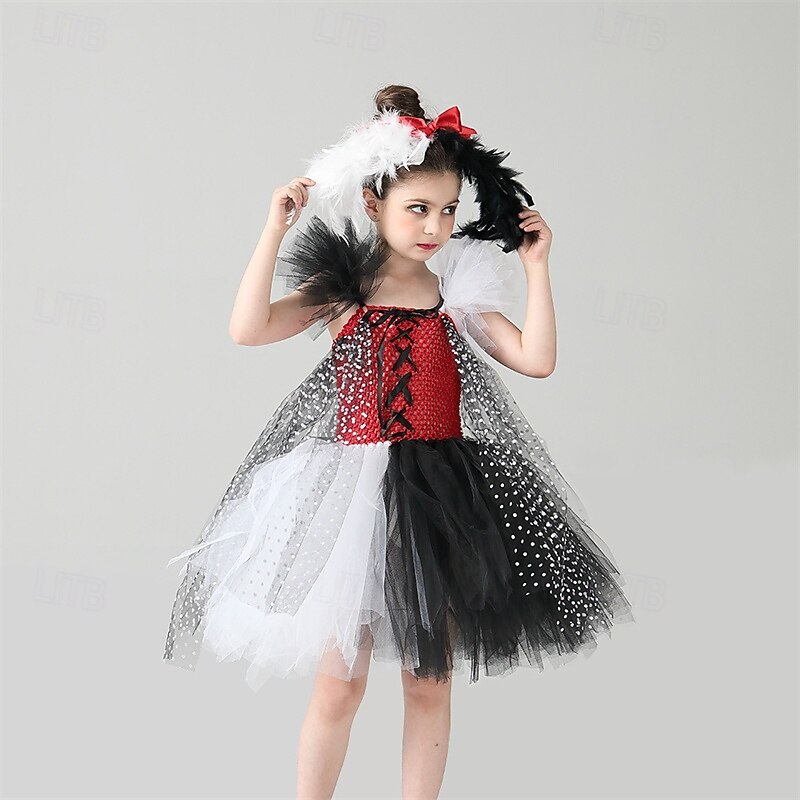 Girls' 3D Multi Color Dress Sleeveless Summer Spring Performance Party Gothic Halloween Custome Kids 4-12 Years A Line Dress Tulle Dress Knee-length Regular Fit3
