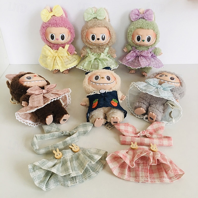Plush Doll Clothes Cute Floral Bract Dress Doll Clothes for 7in/17cm Plush Labubu Kawaii Doll Accessories Toys Gifts for Girls(WITHOUT Doll)
